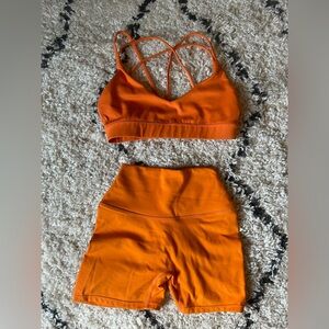 Crop Shop Boutique Orange Strappy Athletic Set